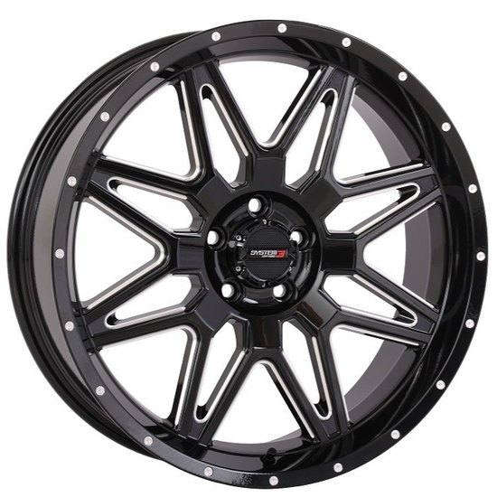 20x7 System 3 ST-7 Gloss Black Milled Wheel - 4/137-4/156