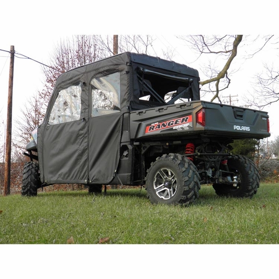 3 Star Black Full Doors and Rear Window w/ Zippers - 2014-20 Full Size Polaris Ranger Crew w/ Pro-Fit Cage