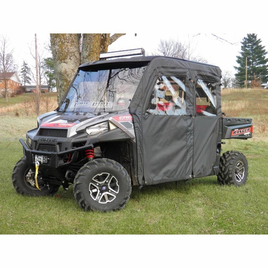 3 Star Black Full Doors w/ Zippers and Rear Window - 2014-20 Full Size Polaris Ranger Crew w/ Pro-Fit Cage - alt image 2