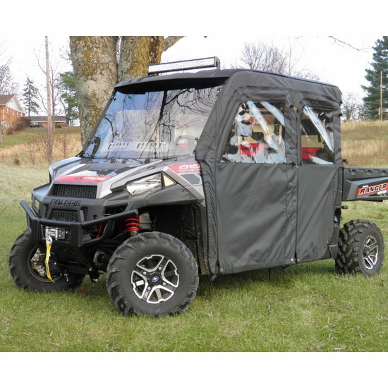 3 Star Black Soft Full Doors and Rear Window - 2014-20 Full Size Polaris Ranger Crew w/ Pro-Fit Cage - alt image 1