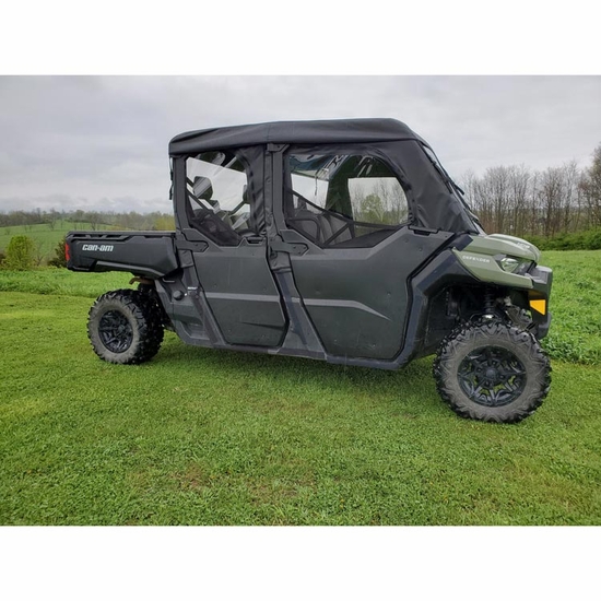 3 Star Black Soft Upper Doors and Zippered Rear Window - Can Am Defender Max
