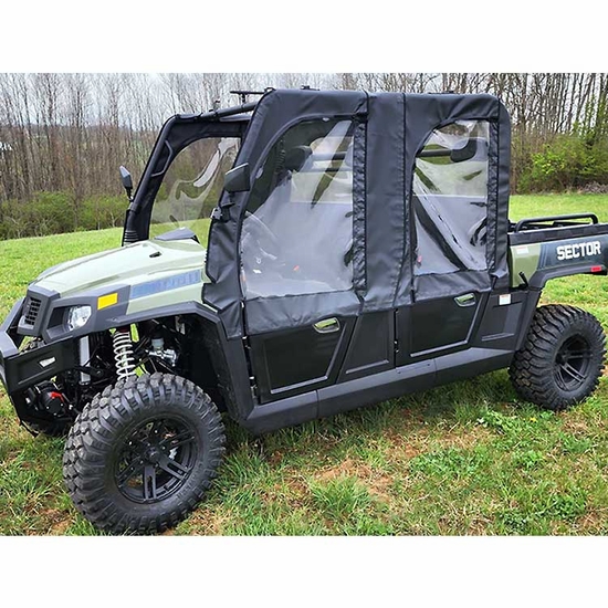3 Star Black Soft Upper Doors and Zippered Rear Window - Hisun Sector 750 Crew - alt image 1