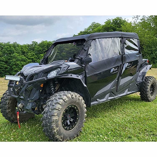3 Star Black Soft Upper Doors, Zippered Rear Window and Top - Can Am Maverick Sport Max