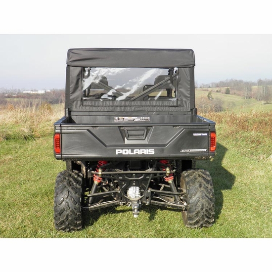 3 Star Black Zippered Rear Soft Panel - 2013-25 Full Size Polaris Ranger w/ Pro-Fit Cage