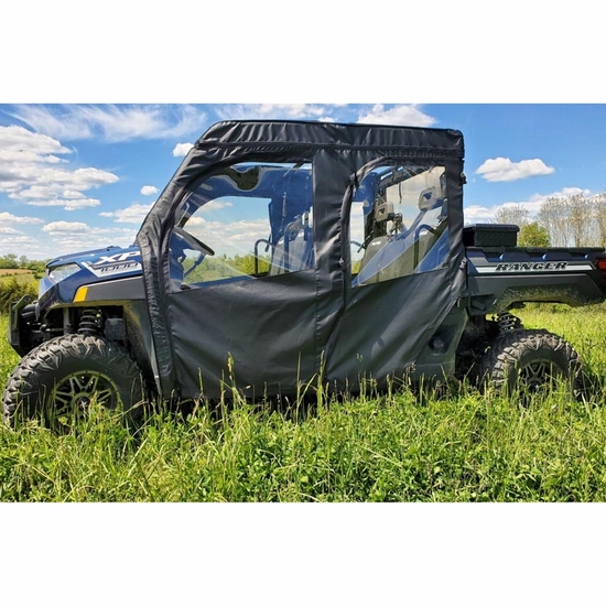 3 Star Black Zippered Soft Full Doors - 2015-21 Mid Size Polaris Ranger 570 Crew, Crew 570-4 - alt image 1