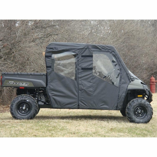 3 Star Black Zippered Soft Full Doors - 2016-24 Full Size Polaris Ranger Crew w/ Round Roll Cage