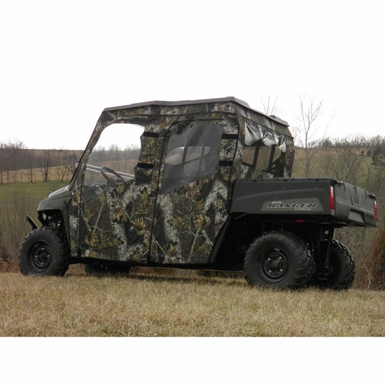 3 Star Black Zippered Soft Full Doors - 2016-24 Full Size Polaris Ranger Crew w/ Round Roll Cage - alt image 0
