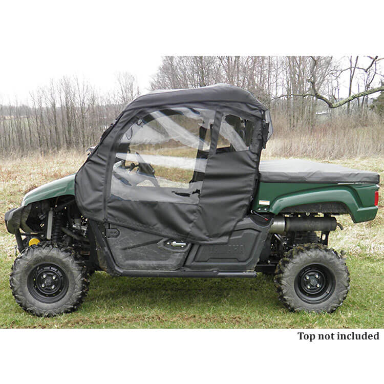 Black Yamaha Viking 700 Soft Upper Doors with Zippers and Rear Window
