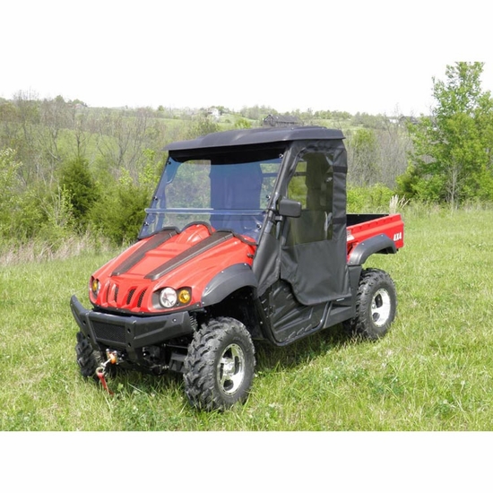 3 Star Two Piece Front Windshield - Hisun HS 500, 700 w/ Black Hood Stripes