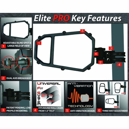 ATV-Tek Elite Series Universal Breakaway Side Mirror w/ Blindspot - alt image 0