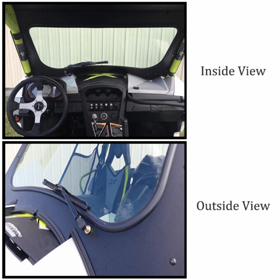 EMP D.O.T Rated Safety Glass Full Front Windshield w/ Hand Wiper - Can Am Maverick - alt image 3