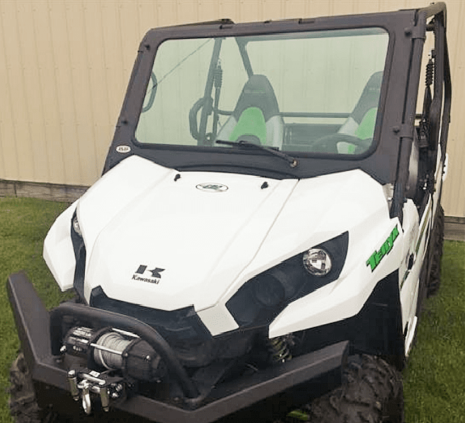POKIAUTO Front Full Windshield For Kawasaki Teryx 800 / Teryx4 800 2016-2025, 1/5" Clear Scratch Resistant Polycarbonate Durable Hard Coat Vented Windscreen, 95% Light Transmittance, UTV Accessories
