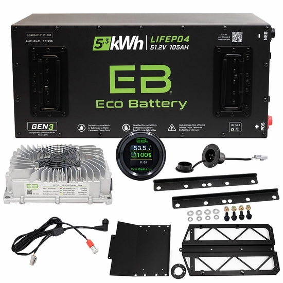 Eco Battery Lithium 51v 105Ah GEN3 Skinny Conversion Kit - Polaris Ranger EV