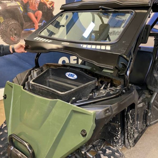 EMP D.O.T Rated Safety Glass Full Front Windshield w/ Hand Wiper - Honda Pioneer 500, 520 - alt image 1