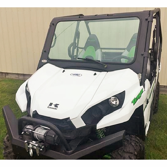 EMP D.O.T Rated Safety Glass Full Front Windshield w/ Hand Wiper - Kawasaki Teryx4, Teryx 800 - alt image 0