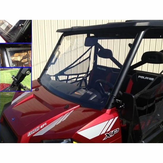 EMP D.O.T. Rated Hard Coated Full Front Windshield - 2013-23 Full Size Polaris Ranger w/ Pro-Fit Cage - alt image 1