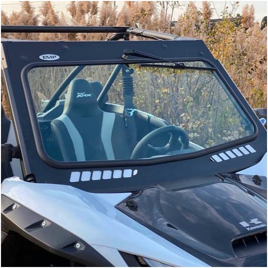 EMP D.O.T. Rated Safety Glass Full Front Windshield w/ Hand Wiper - Kawasaki Teryx KRX 1000