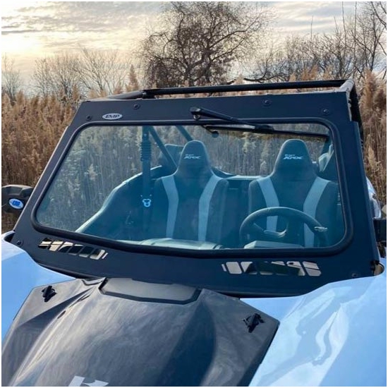 EMP D.O.T. Rated Safety Glass Full Front Windshield w/ Hand Wiper - Kawasaki Teryx KRX 1000 - alt image 0