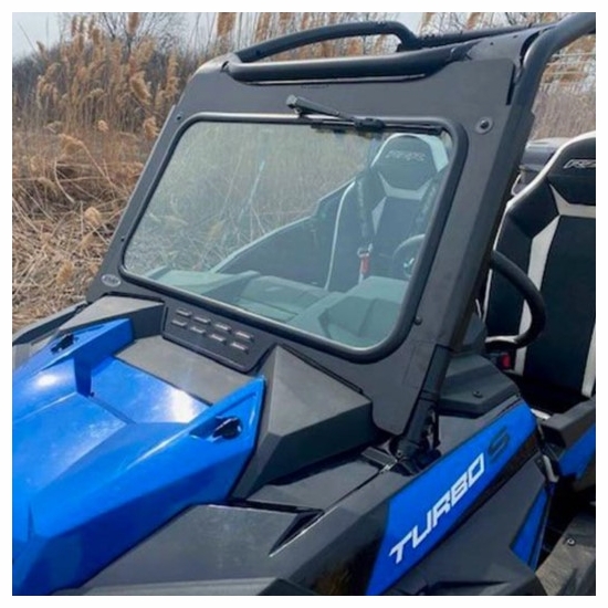 EMP D.O.T. Rated Safety Glass Full Front Windshield w/ Hand Wiper - Polaris RZR XP Turbo S