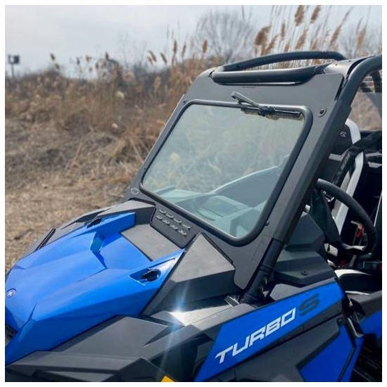 EMP D.O.T. Rated Safety Glass Full Front Windshield w/ Hand Wiper - Polaris RZR XP Turbo S - alt image 0