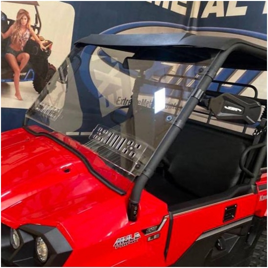 EMP D.O.T. Rated Vented Hard Coated Full Front Windshield - Kawasaki Mule Pro-MX