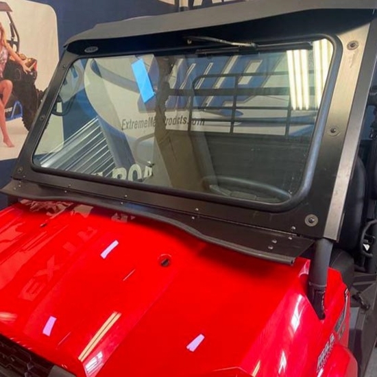 EMP D.O.T. Rated Vented Safety Glass Full Front Windshield w/ Hand Wiper - Kawasaki Mule Pro-MX