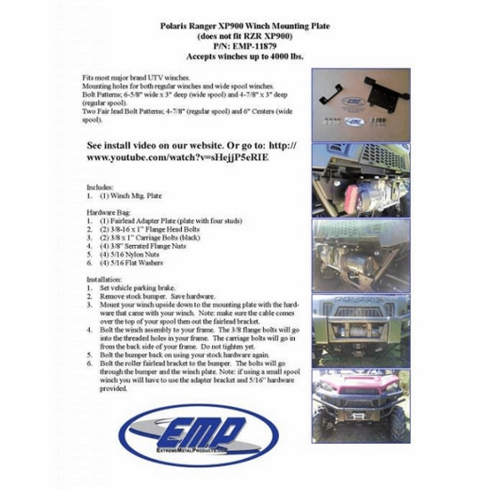 EMP Winch Mount - 2013-18 Full Size Polaris Ranger w/ Pro-Fit Cage - alt image 0