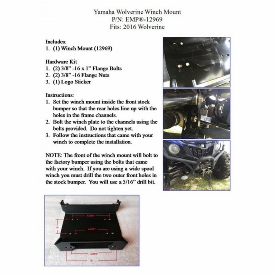 EMP Winch Mount for Yamaha Wolverine Side by Side Stuff