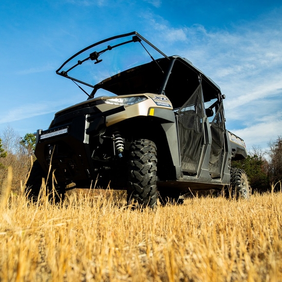 Falcon Ridge Hard Coated Velocity Flip Up Front Windshield - 2013-25 Full Size Polaris Ranger w/ Pro-Fit Cage - alt image 1