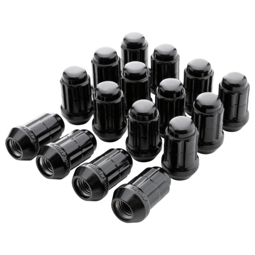 Black 10mm x 1.25 Splined Lug Nuts w/ Key, Box of 16