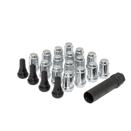 Chrome 10mm x 1.25 Splined Lug Nuts w/ Key, Box of 16
