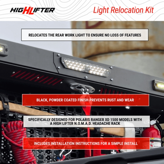 High Lifter N.O.M.A.D.™ Headache Rack Cargo Light Relocation Kit - Polaris Ranger XD 1500 - alt image 8