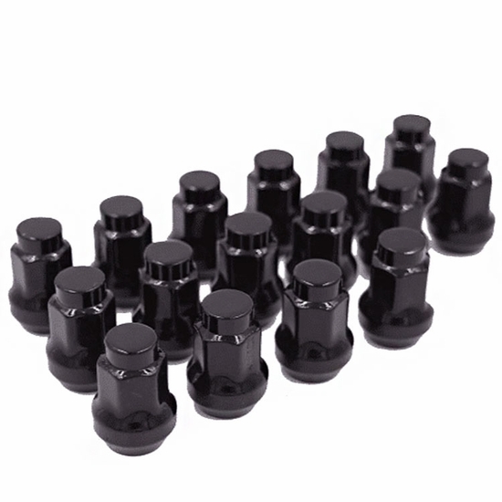 16-Pack Black Extended Shaft Tapered Lug Nuts – 10mm X 1.25 Thread, 14mm Head, For Aftermarket Wheels