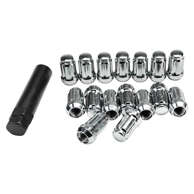 Chrome ITP 12mm x 1.5 Splined Lug Nuts with Key Side By Side Stuff