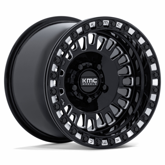 KMC KS242 Aztec Gloss Black Milled Beadlock Wheel - 4/137