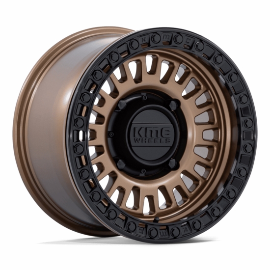 KMC KS242 Aztec Matte Bronze w/ Matte Black Ring Beadlock Wheel - 6/5.5