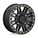 KMC KS250 Cage Satin Black w/ Gloss Black Ring Beadlock Wheel - 4/137