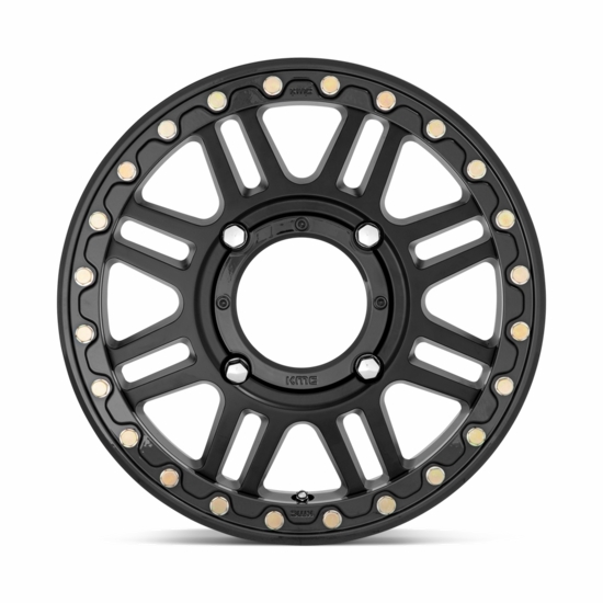 KMC KS250 Cage Satin Black w/ Gloss Black Ring Beadlock Wheel - 4/137 - alt image 1