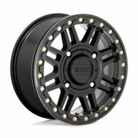KMC KS250 Cage Satin Black w/ Gloss Black Ring Beadlock Wheel - 4/137