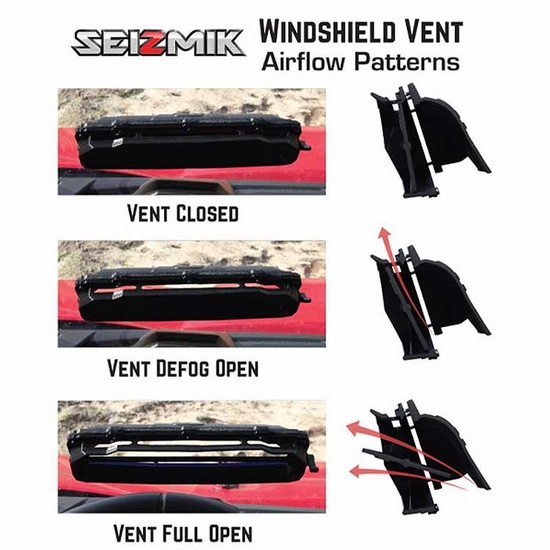 Seizmik Toolless Versa-Vent Hard Coated Front Windshield - Can Am Defender - alt image 5