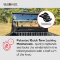 Seizmik UV Resistant Rear Folding Windshield - Kawasaki Ridge Ranch Edition