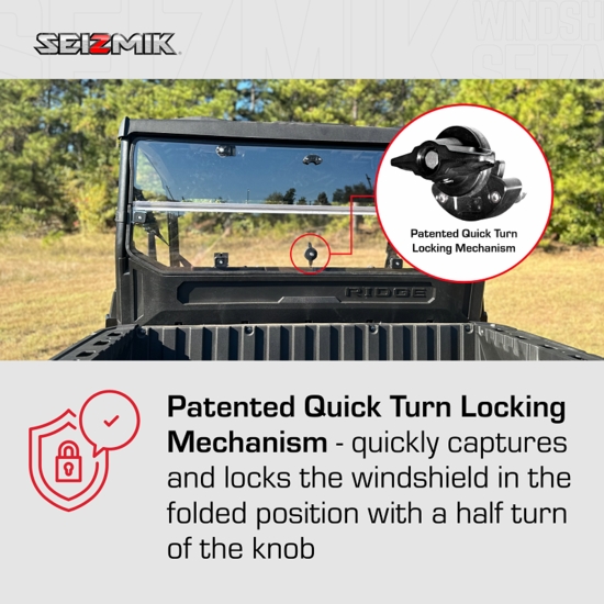 Seizmik UV Resistant Rear Folding Windshield - Kawasaki Ridge Ranch Edition - alt image 7