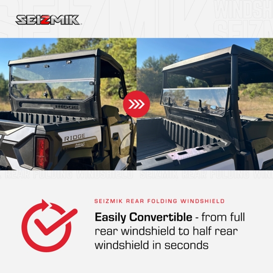 Seizmik UV Resistant Rear Folding Windshield - Kawasaki Ridge Ranch Edition - alt image 8