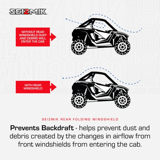 Seizmik UV Resistant Rear Folding Windshield - Kawasaki Ridge Ranch Edition - alt image 9