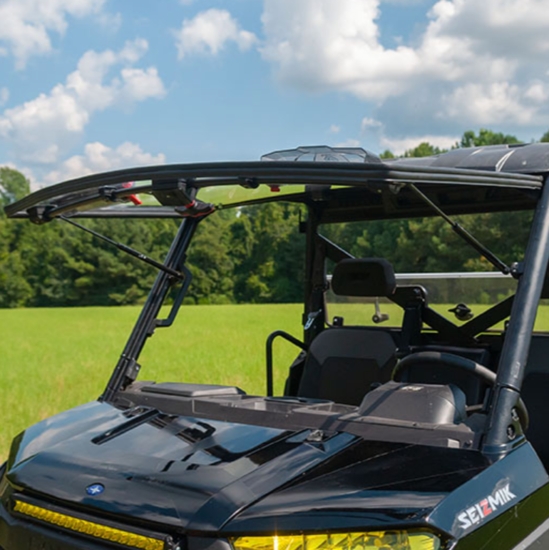 Seizmik Versa-Vent Hard Coated Flip Up Front Windshield - 2014-24 Full Size Polaris Ranger w/ Pro-Fit Cage - alt image 2