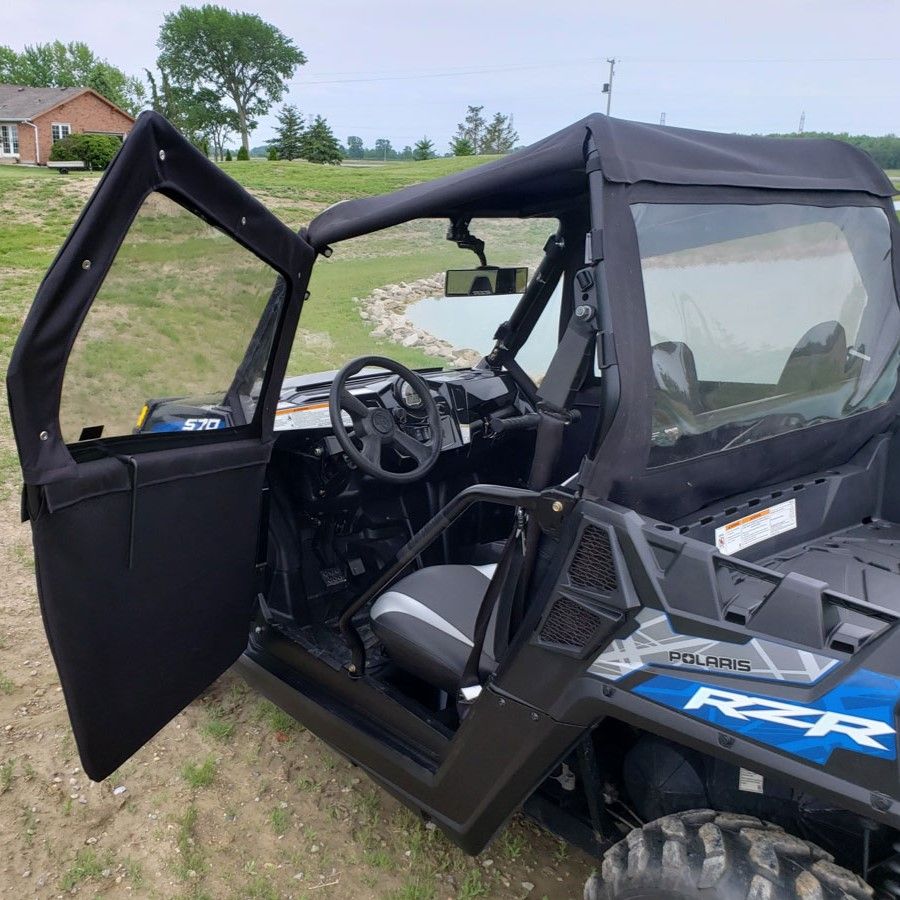 StarknightMT Soft Upper Doors For Polaris RZR 900/XP Turbo/S 1000 - Zipper Vents, Clear PVC, Black