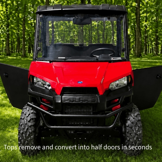 ShockPros Convertible Full, Half Hinged Doors - 2015-21 Mid Size Polaris Ranger 500, 570, ETX, EV - alt image 1
