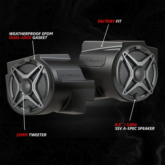 SSV Works Phase-4 A-Spec 5-Speaker System - 2020-24 Polaris RZR Pro XP, Turbo R, Pro R w/ RC - alt image 0