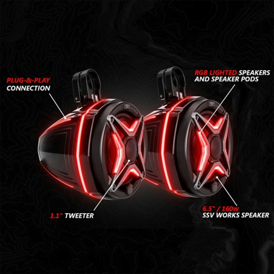 SSV Works Phase-4 V-Spec 5-Speaker System w/ JVC - Can Am Maverick X3 - alt image 2