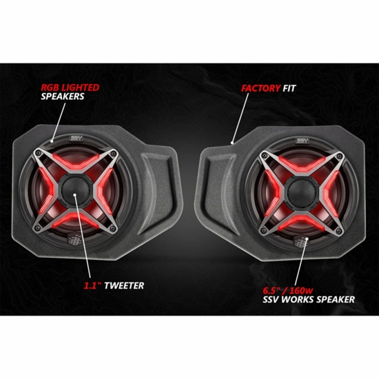 SSV Works V-Spec 5-Speaker Audio System - 2018-24 Polaris Ranger XP 1000 w/ RC - alt image 1